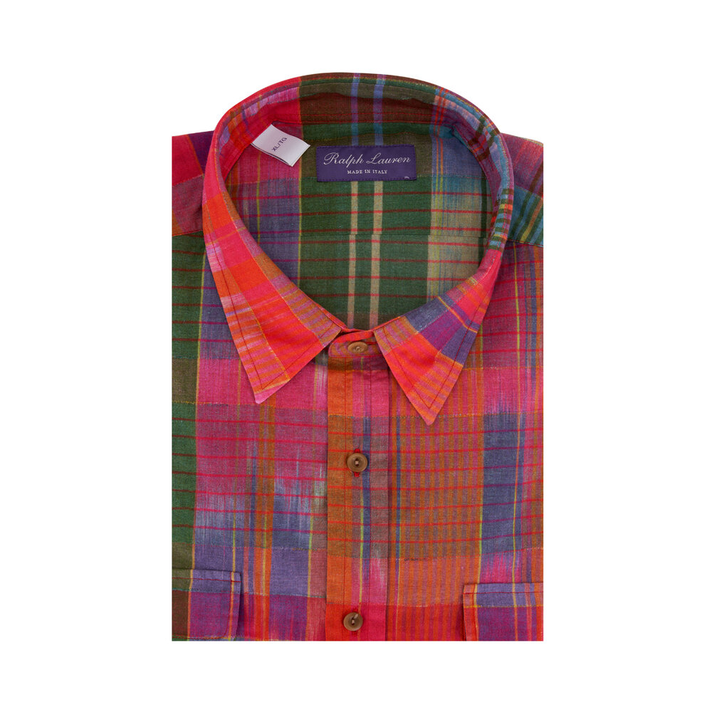 Ralph Lauren Purple Label - Multicolor Ikat Plaid Print Shirt