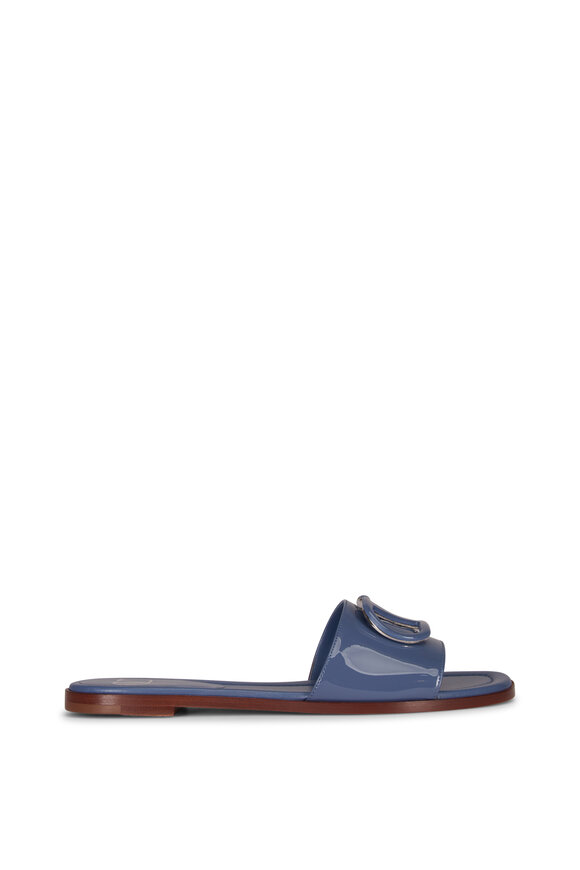 Valentino Garavani VLogo Polvere Blue Slide - view 2