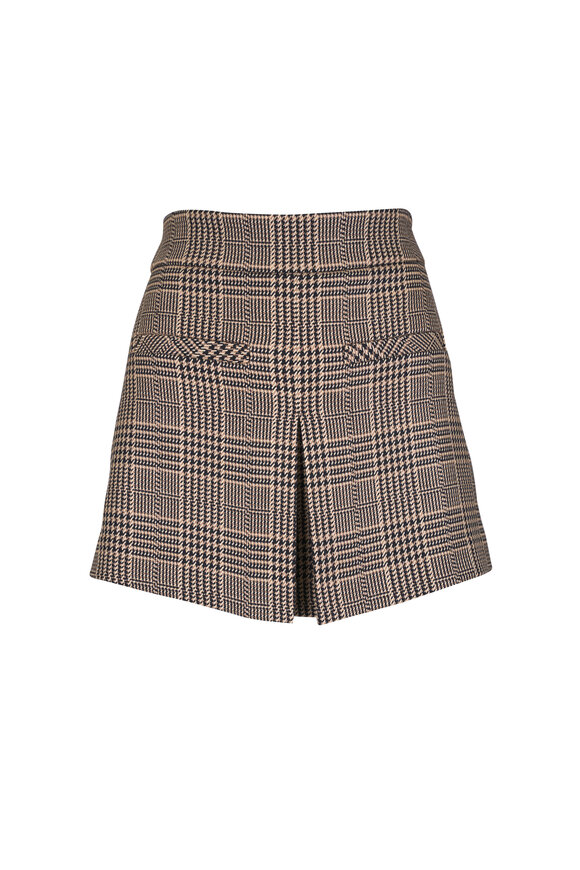 Veronica Beard Pavaline Black & Tan Houndstooth Mini Skirt