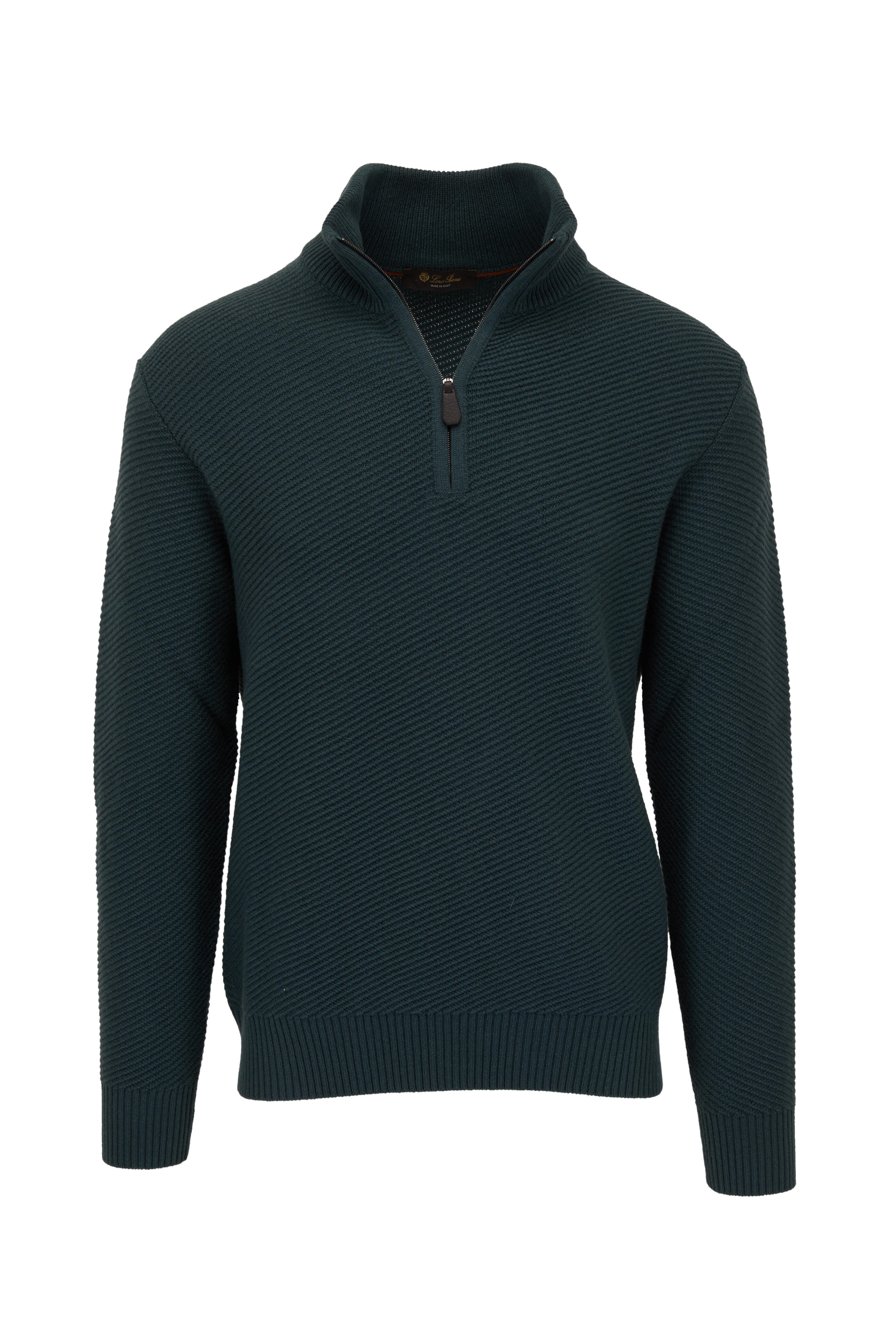 Loro Piana グリーントップス Loro Piana - Cypress Green Cashmere Quarter Zip Pullover