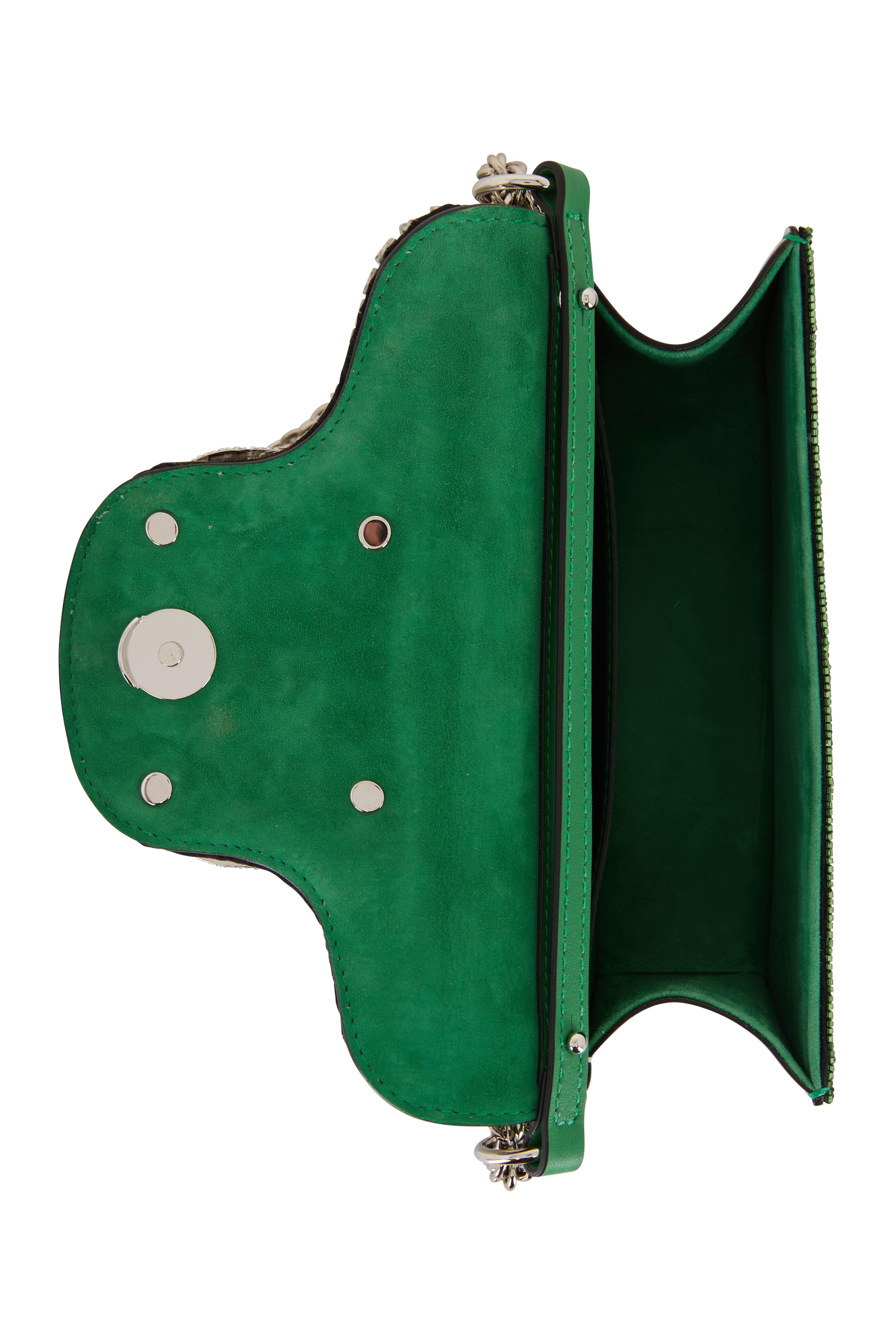 Valentino Garavani - Green V Logo Crystal Flap Shoulder Bag