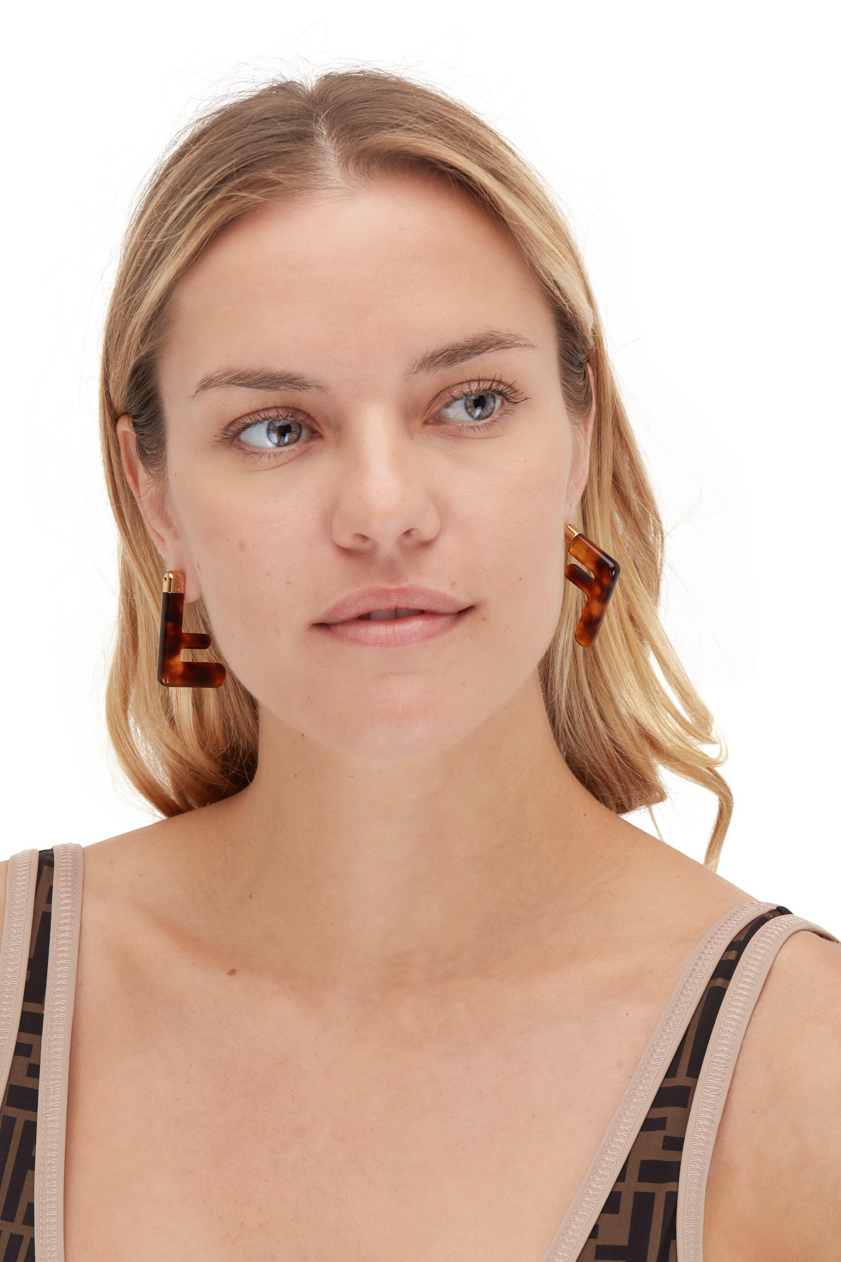 アクセサリーその他 FENDI Forever Fendi earrings in brown plexiglass Fendi - FF Tortoise Resin Convertible Earrings | Mitchell Stores