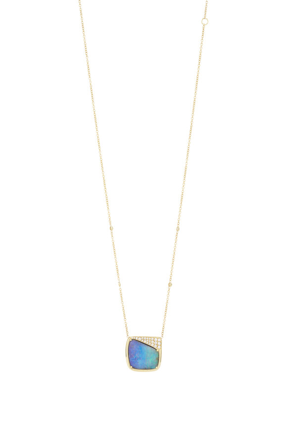 Lauren K 18k Yellow Gold Boulder Opal Axis Necklace - view 1