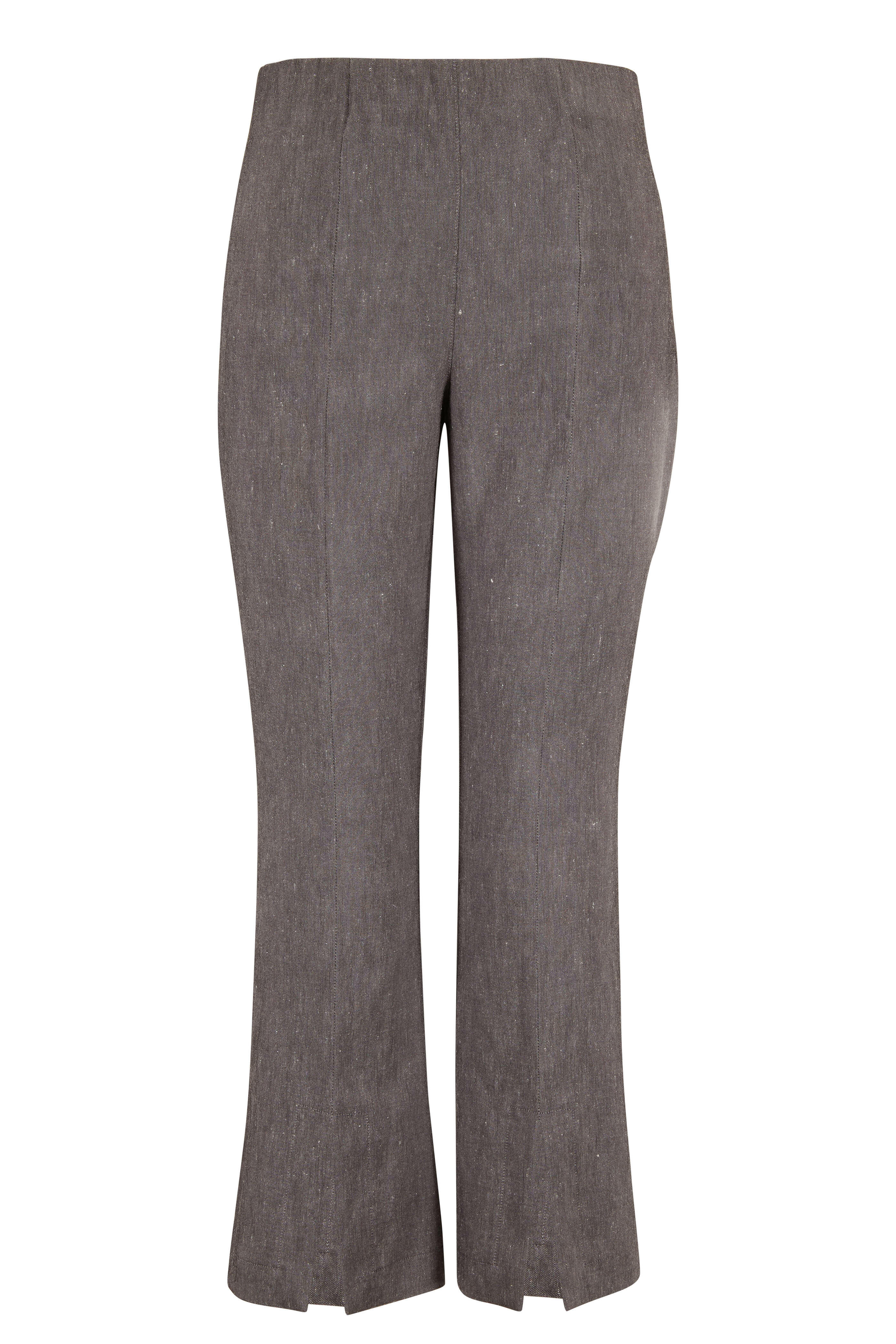 D.Exterior - Graphite Stretch Linen Side Zip Crop Pant