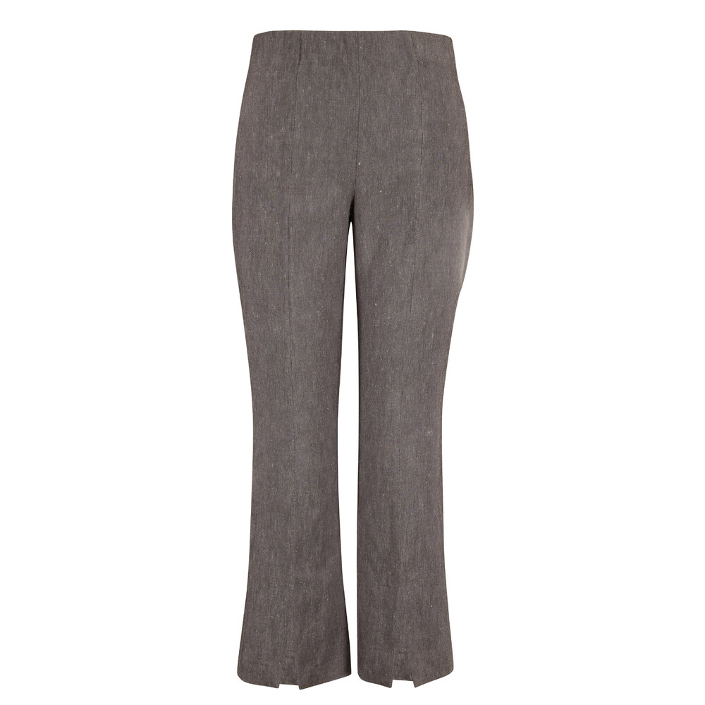 D.Exterior - Graphite Stretch Linen Side Zip Crop Pant