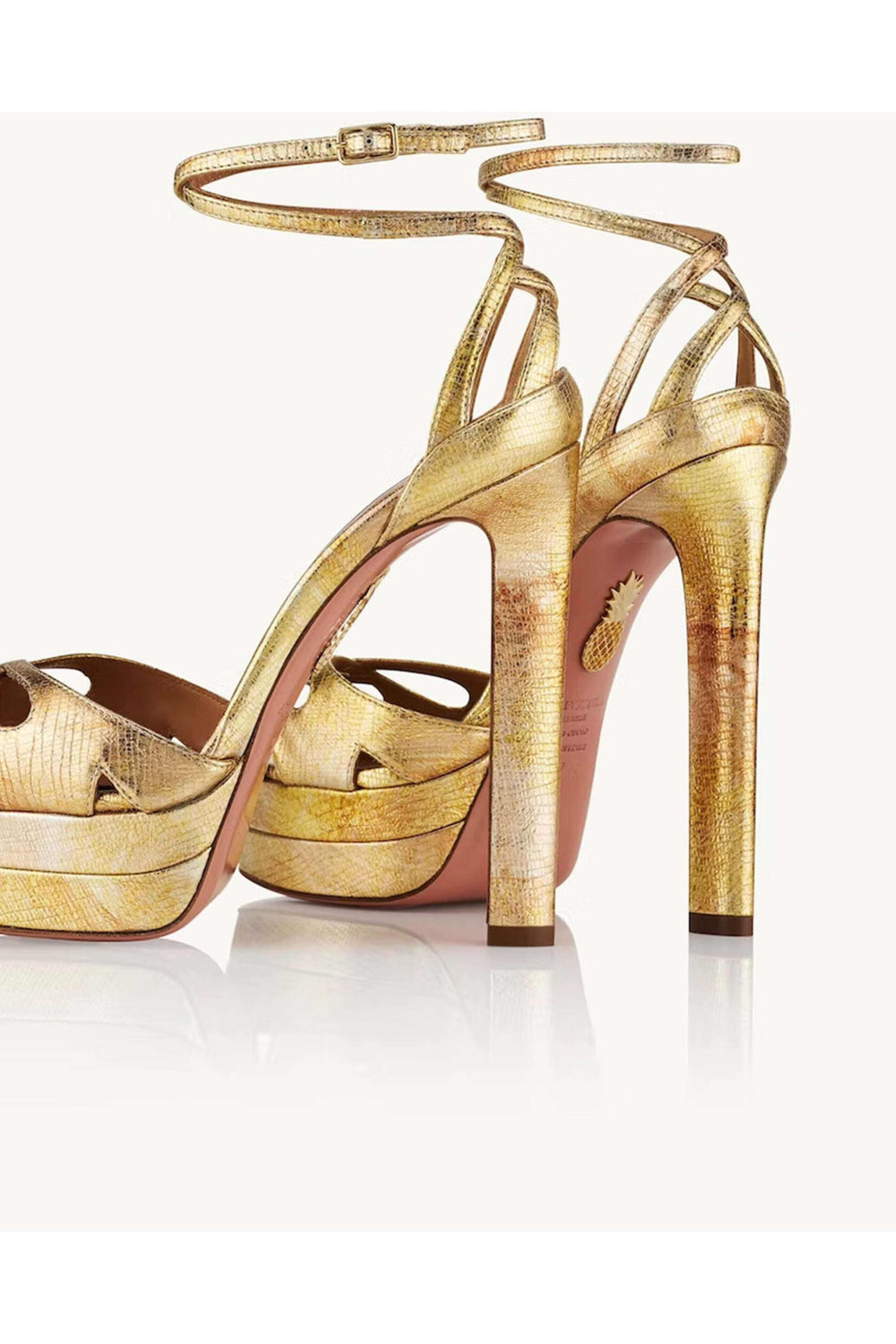 Aquazzura - All Dolled Up Sandal Plateau 140 in Gold