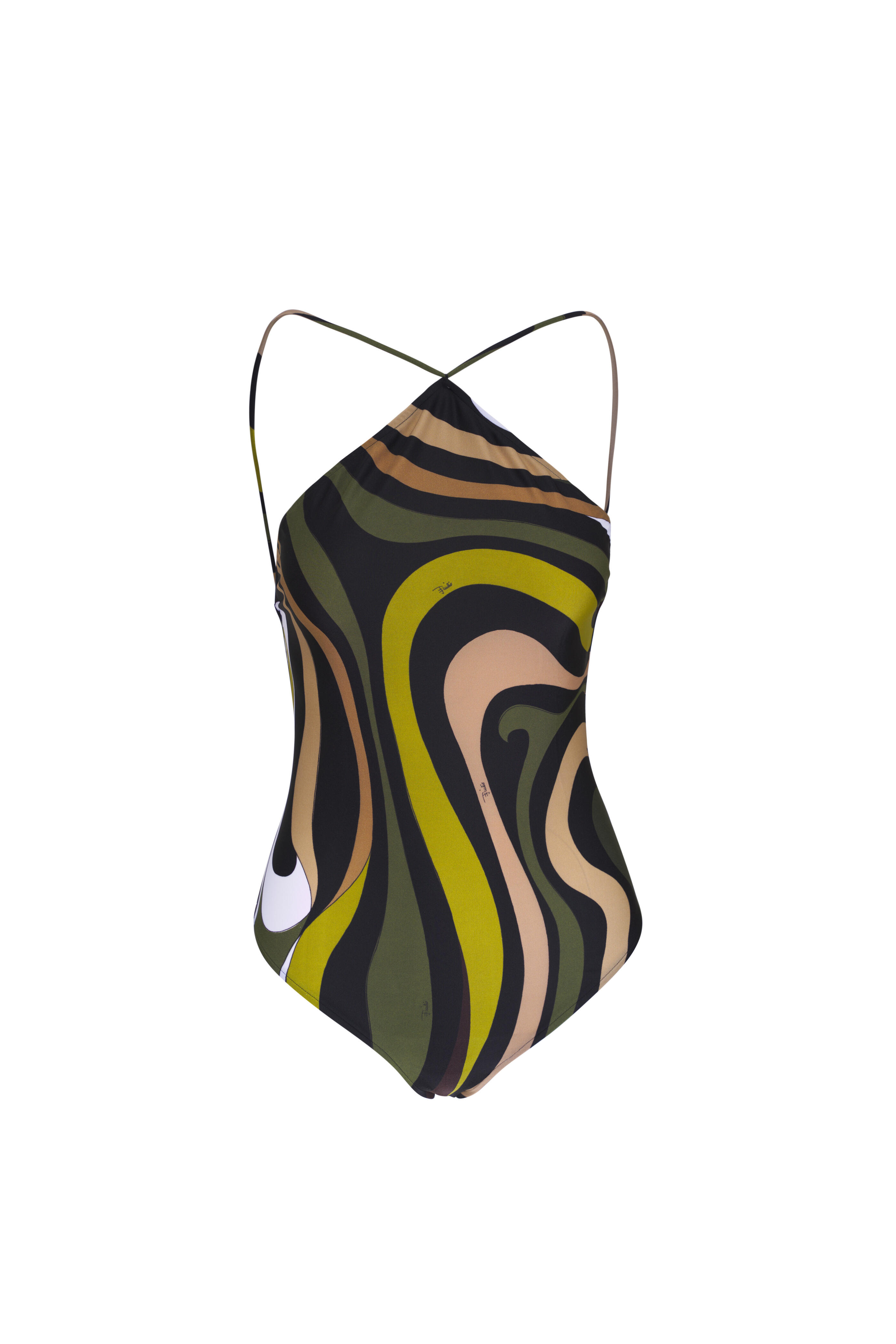 Pucci - Marmo Olive Criss-Cross One Piece Swimsuit