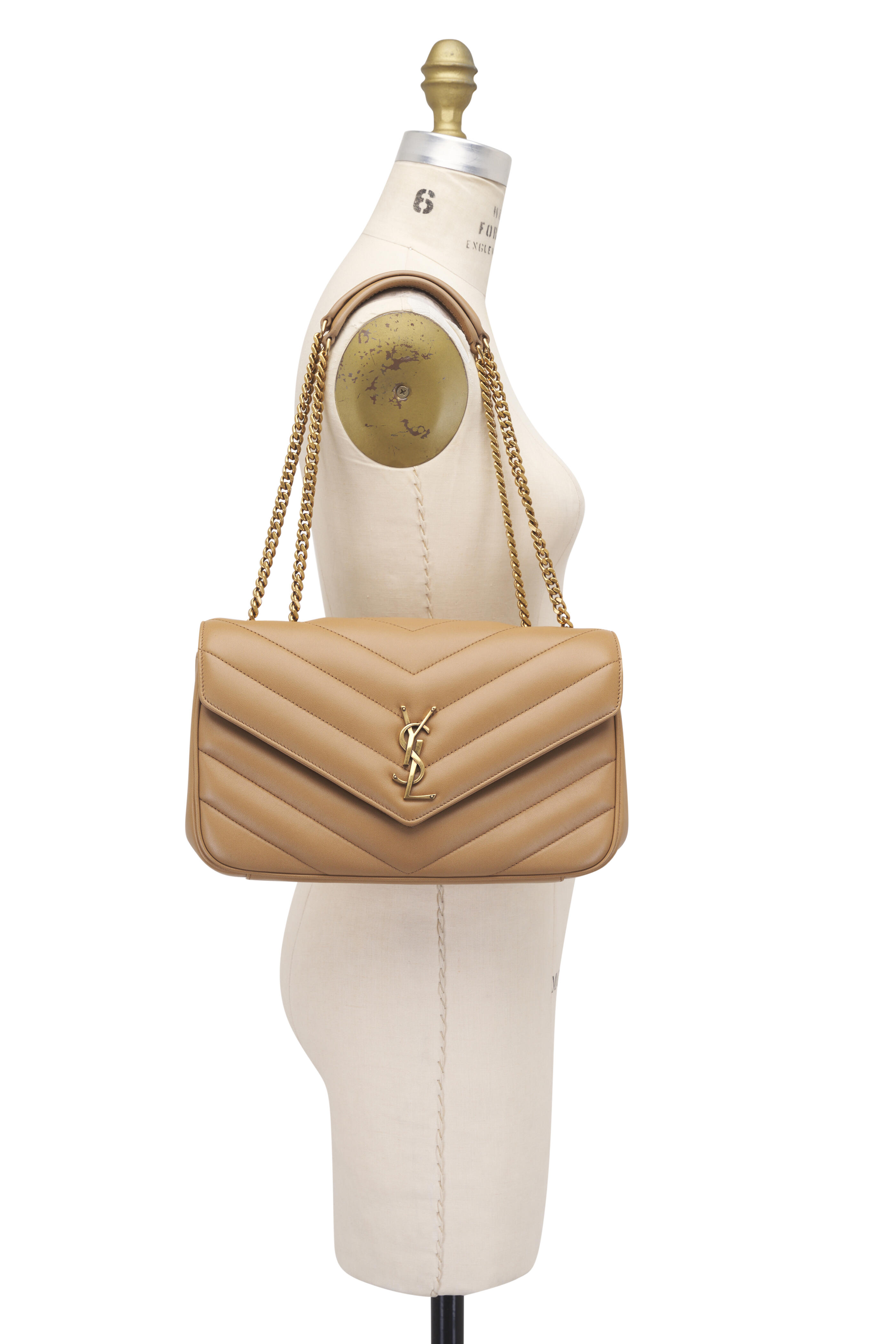 Saint Laurent - Medium Loulou Tan Quilted Leather Chain Bag