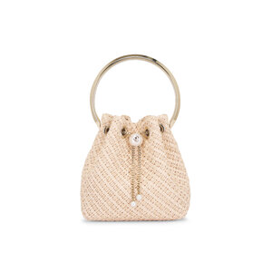 Jimmy Choo - Bon Bon Natural & Gold Top Handle Bucket Bag