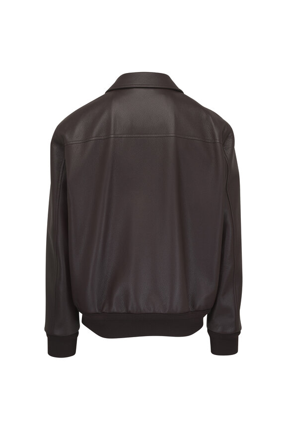 Loro Piana Harden Amber Soil Leather Bomber Jacket - view 2