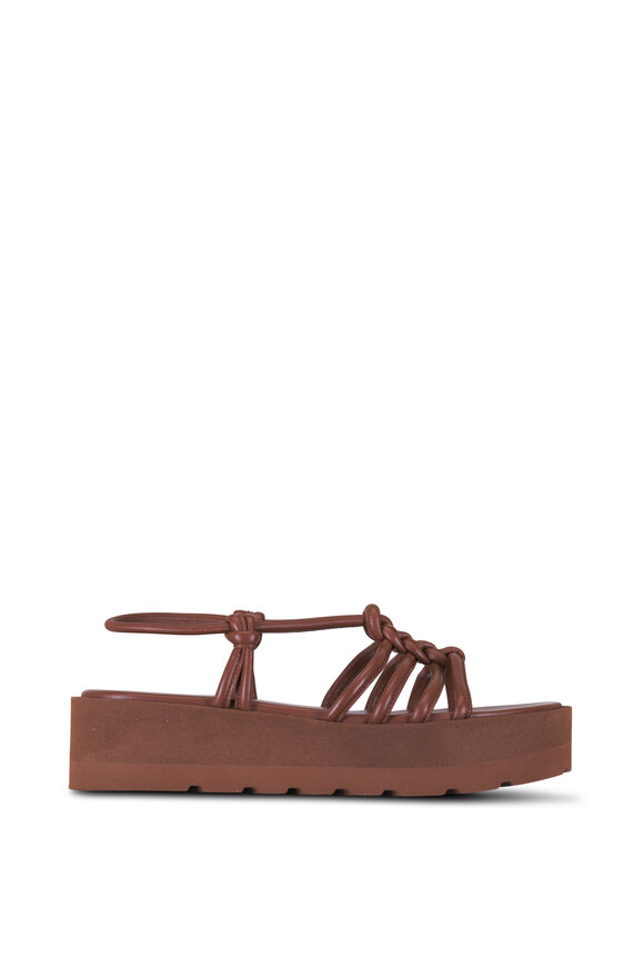 Gianvito Rossi - Cuoio Knot Leather Flatform Sandal, 45mm