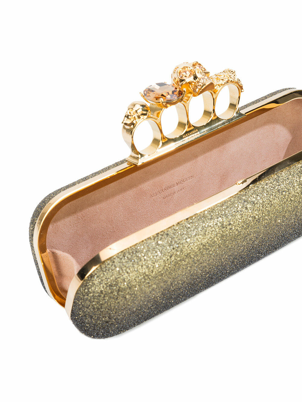 McQueen - Black & Gold Glitter Ombré Knuckle Clutch