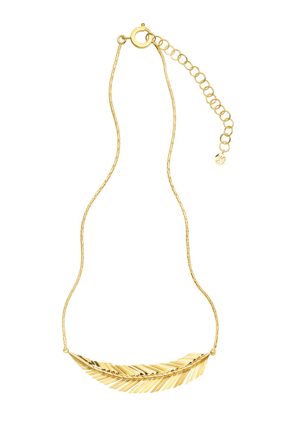 Cadar 18k Yellow Gold Medium Feather Necklace - view 1