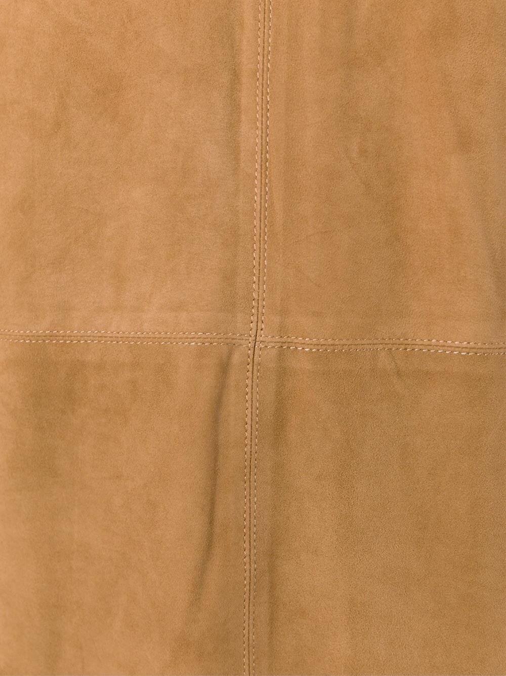 Vince - Khaki Suede Three-Quarter Sleeve Shift Dress