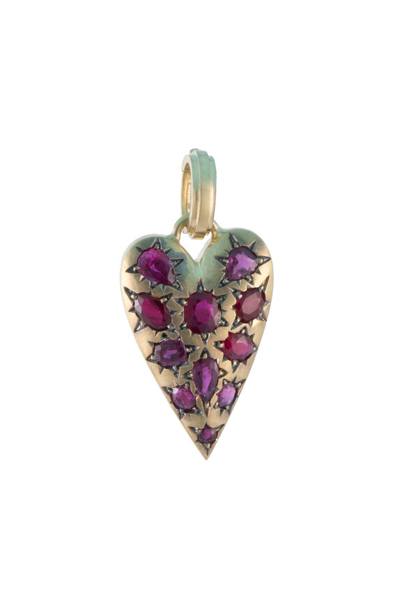 Sylva & Cie Burmese Ruby Heart Pendant - view 2