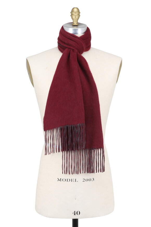Raffi - Cranberry & Iron Double-Faced Cashmere Scarf 
