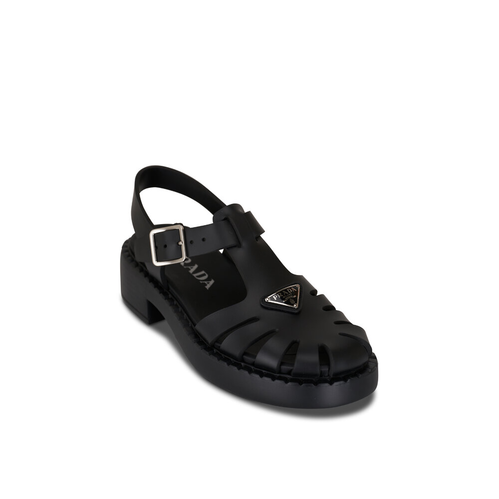 【関税込・国内発送】PRADA Cage Black Calf Leather Sandals Prada - Black Soft Cage Sandal, 38mm | Mitchell Stores