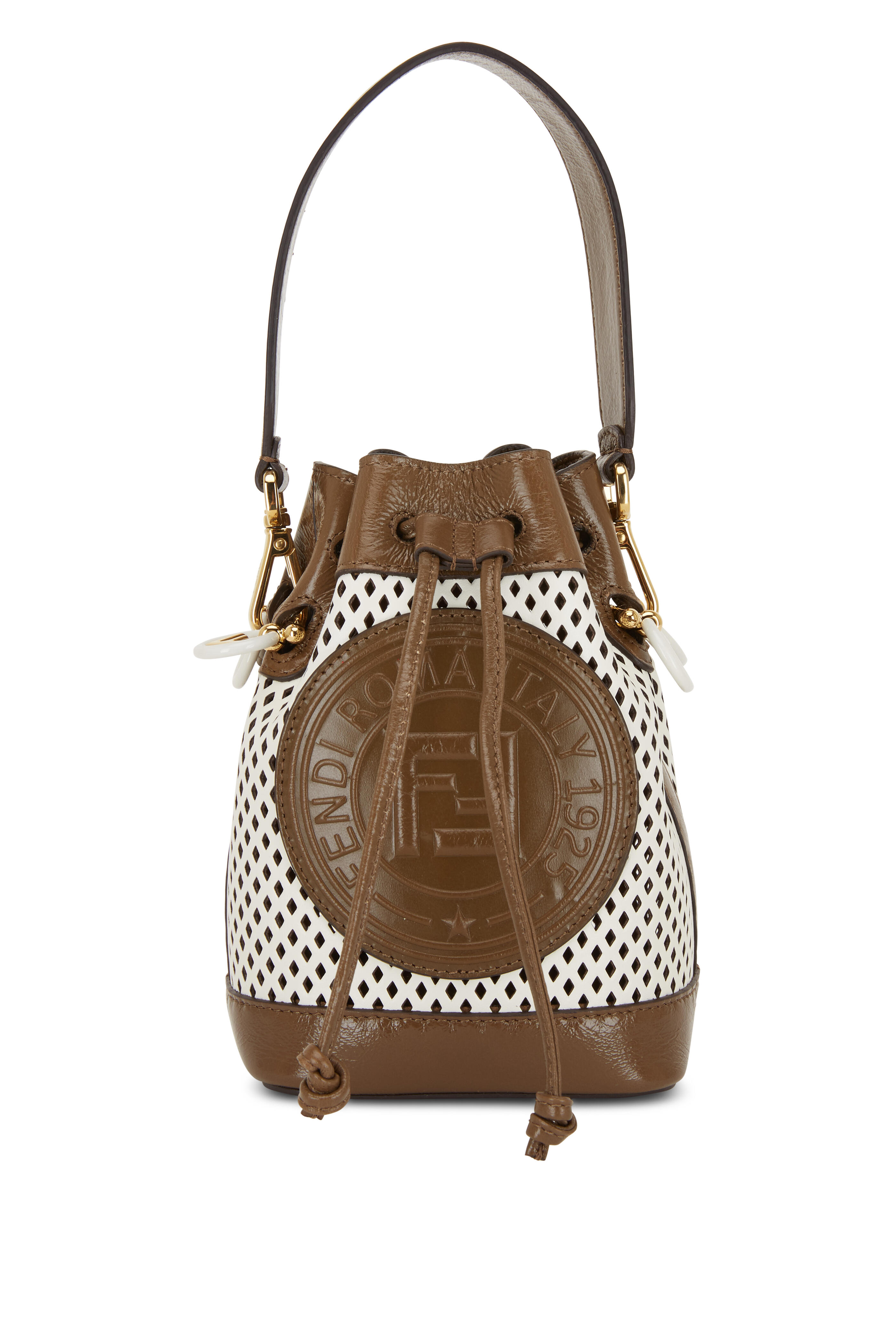 Fendi Mon Tresor Mini Leather Bucket Bag in Brown