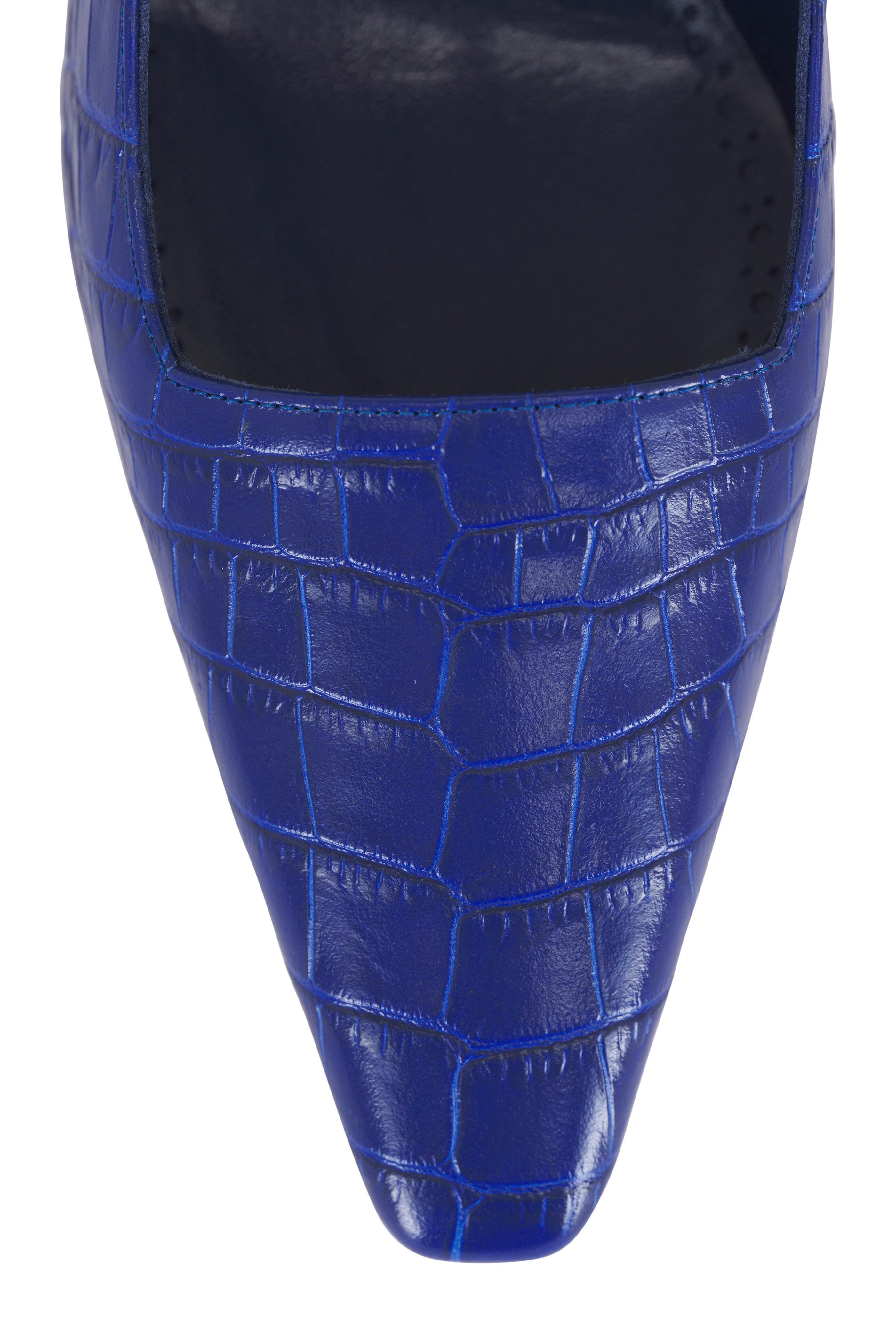 Manolo Blahnik - Moira Blue Embossed Leather Pumps, 70mm