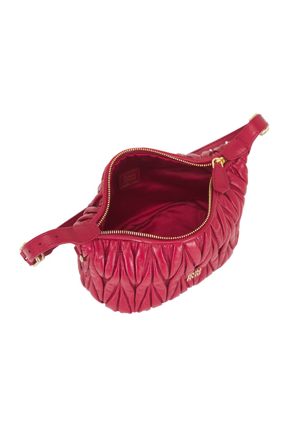 Miu Miu Rosso Red Quilted Nappa Leather Pouch - view 5
