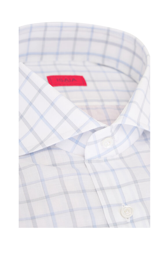 Isaia White & Gray Open Check Sport Shirt - view 3