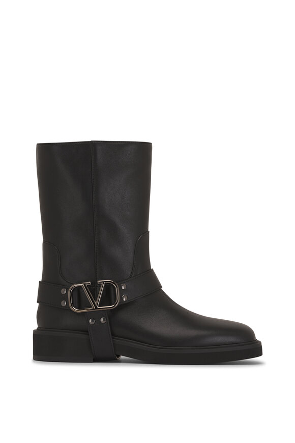 Valentino Garavani - VLogo Black Leather Biker Boot 