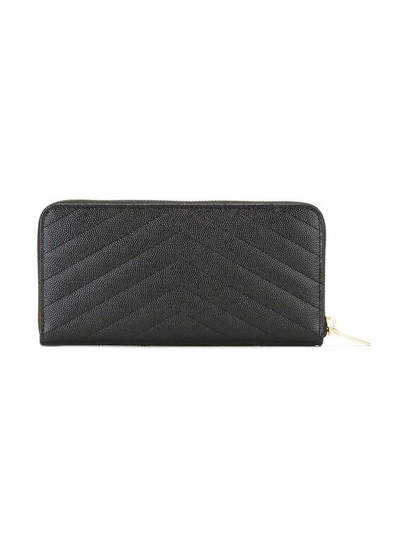 Saint Laurent Cassandre Matelassé Black Leather Zip Wallet  - view 5