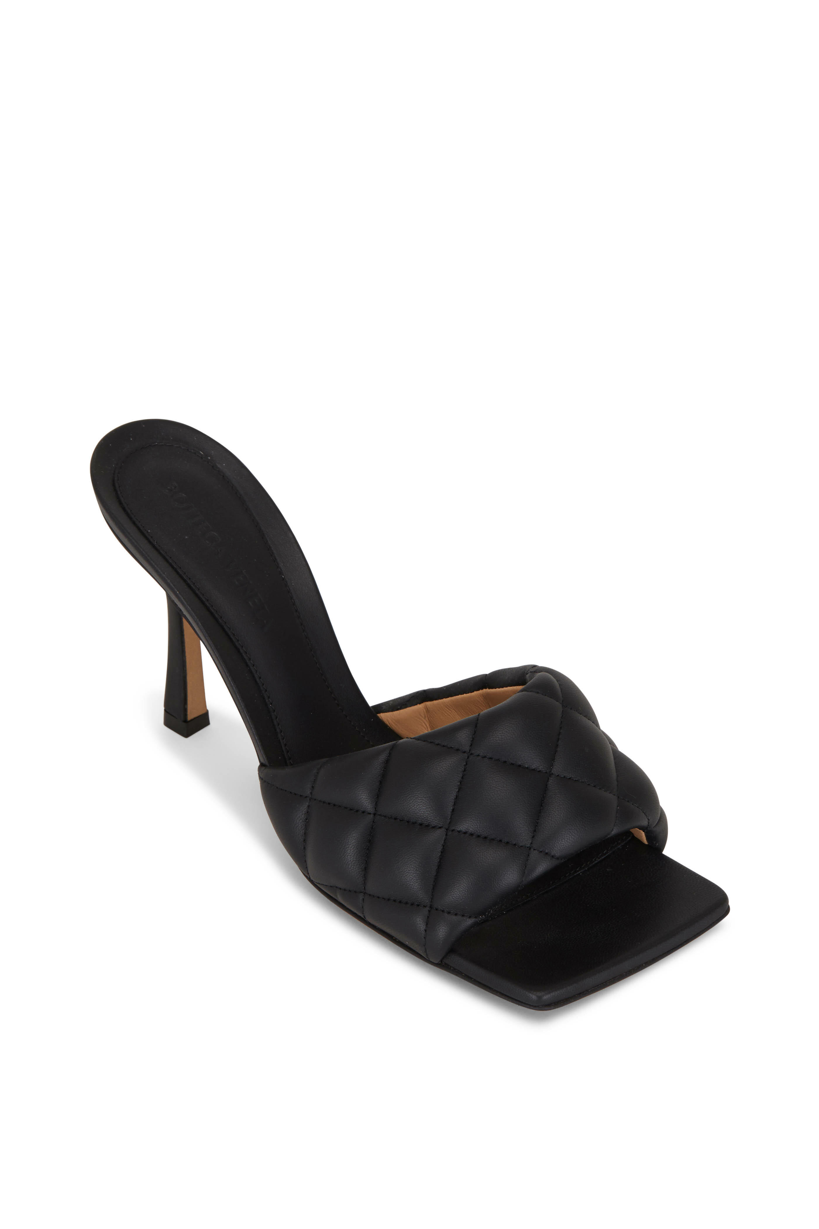 Bottega Veneta - Black Padded Leather Slide Sandal, 90mm