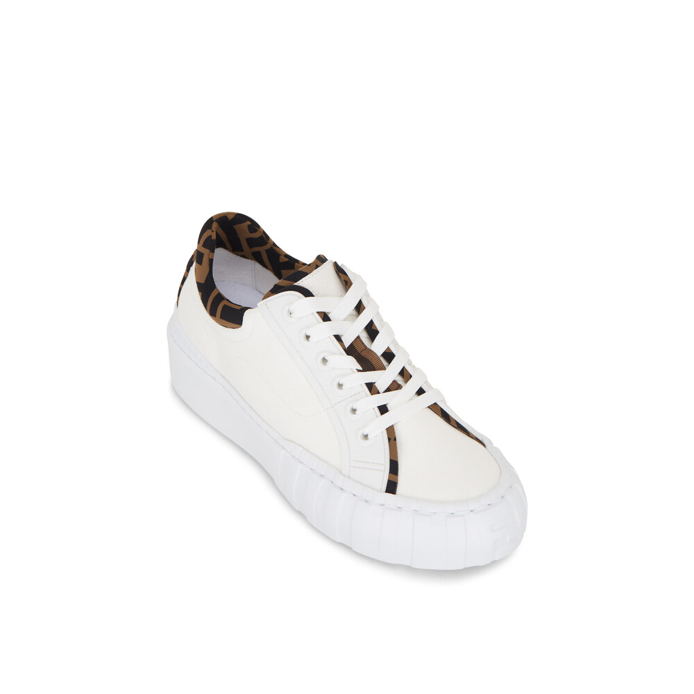 ベスト・ジレ FENDI Women Outer FT5984AM3R F1M2A WHITE Fendi - White Canvas FF Print Heel Sneaker | Mitchell Stores
