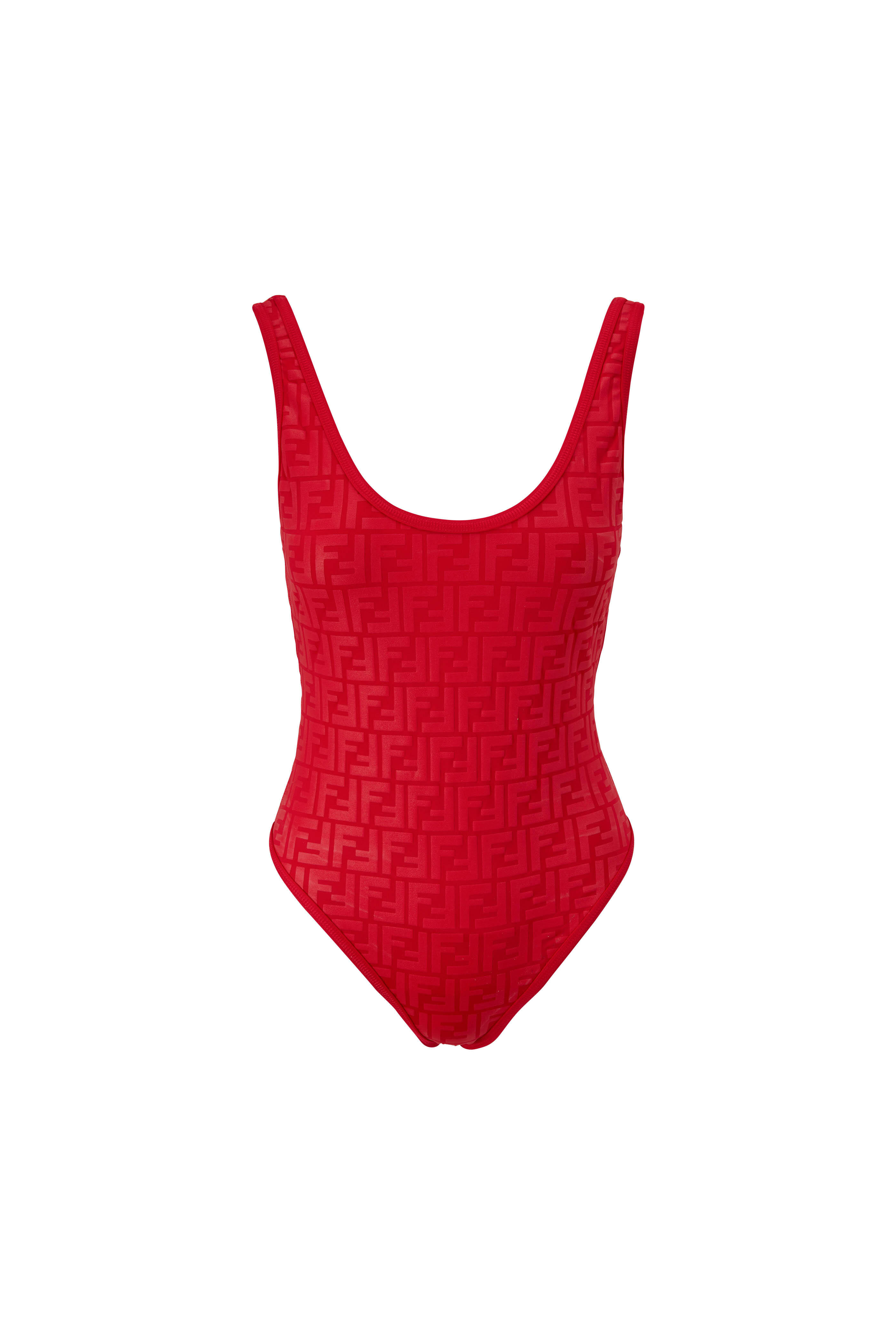 Red Embossed FF Bathing Suit