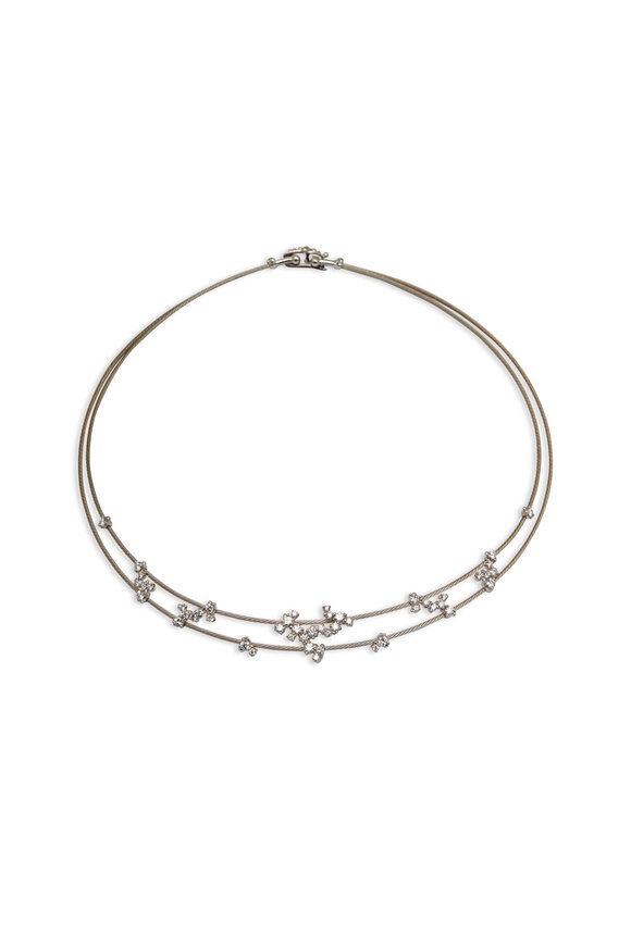 Paul Morelli - White Gold Double Wire Diamond Necklace