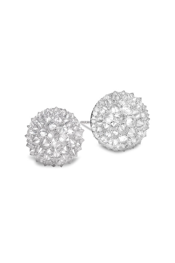 Nam Cho 18k White Gold Half Ball Stud Earring - view 1