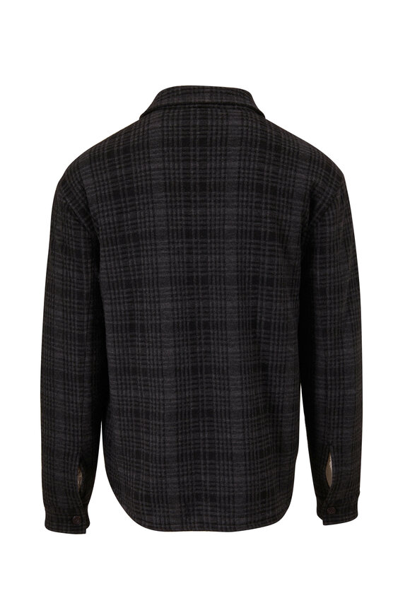 Vince - Black & Natural Plaid Sherpa Shirt Jacket