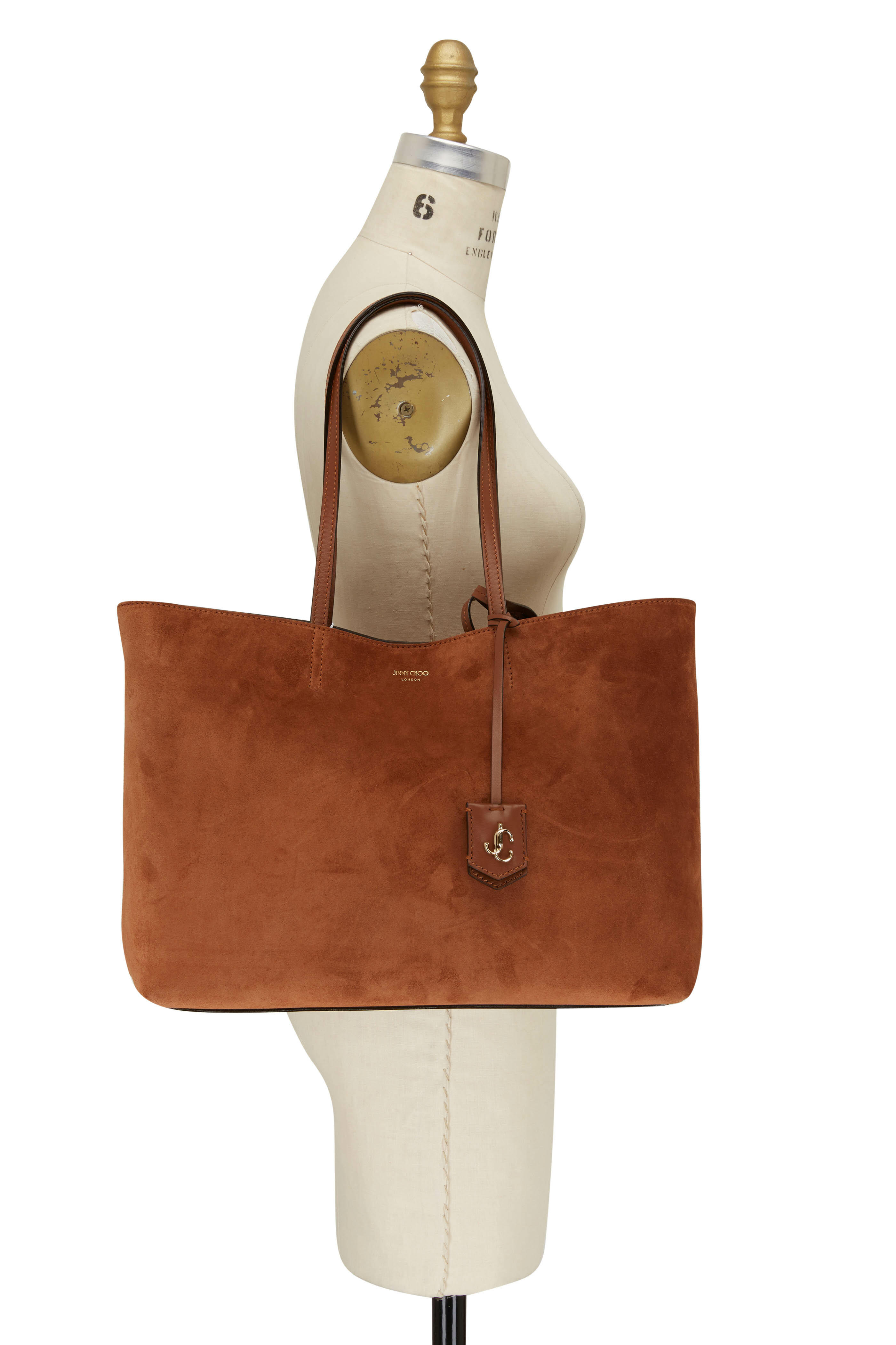 Jimmy Choo - Nine2Five Dark Tan Suede Tote | Mitchell Stores