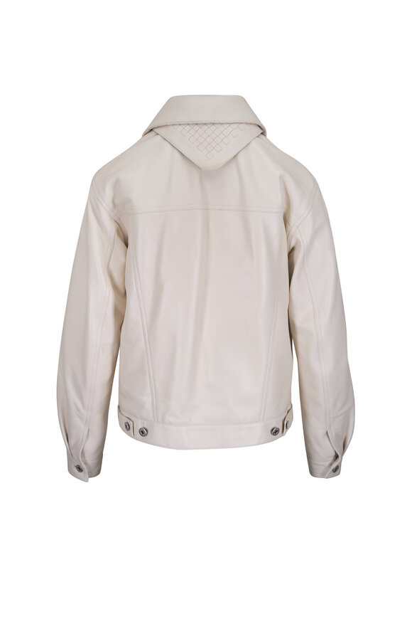 Bottega Veneta Off White Intrecciato Leather Jacket - view 3