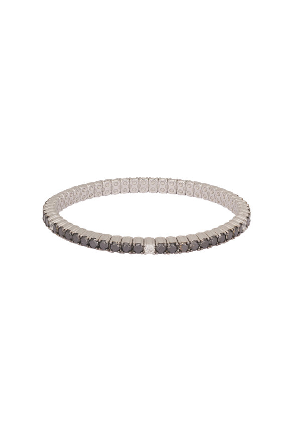 ZYDO 18k Gold Black & White Diamond Stretch Bracelet