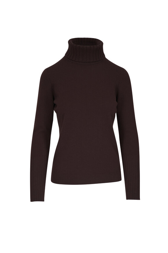 Kinross Chocolate Cashmere Chunky Trim Sweater