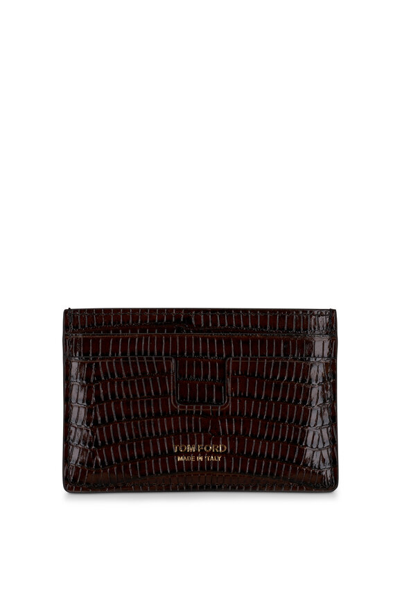 Tom Ford - Brown Embossed Patent Leather Card Case 