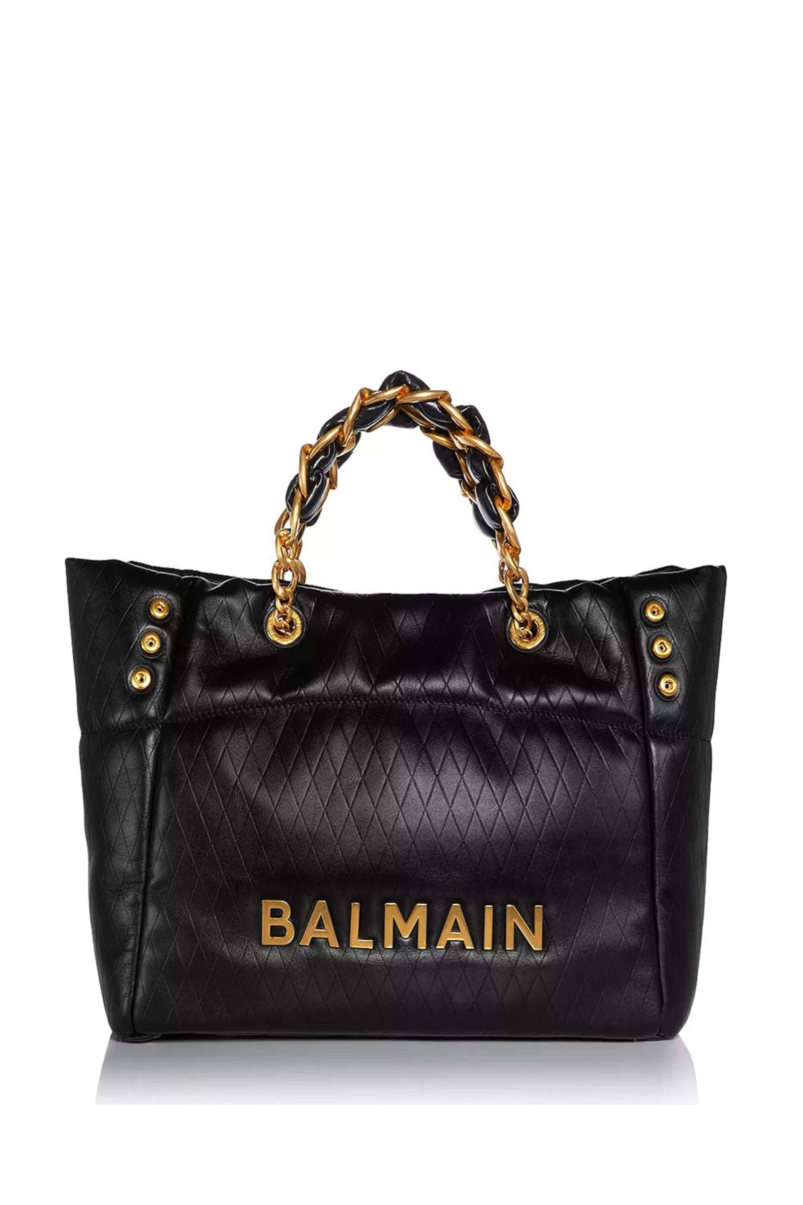 【関税込み】Balmain ブラック 1945 Soft バッグ Balmain - 1945 Soft Cabas Embossed Leather Tote in Black