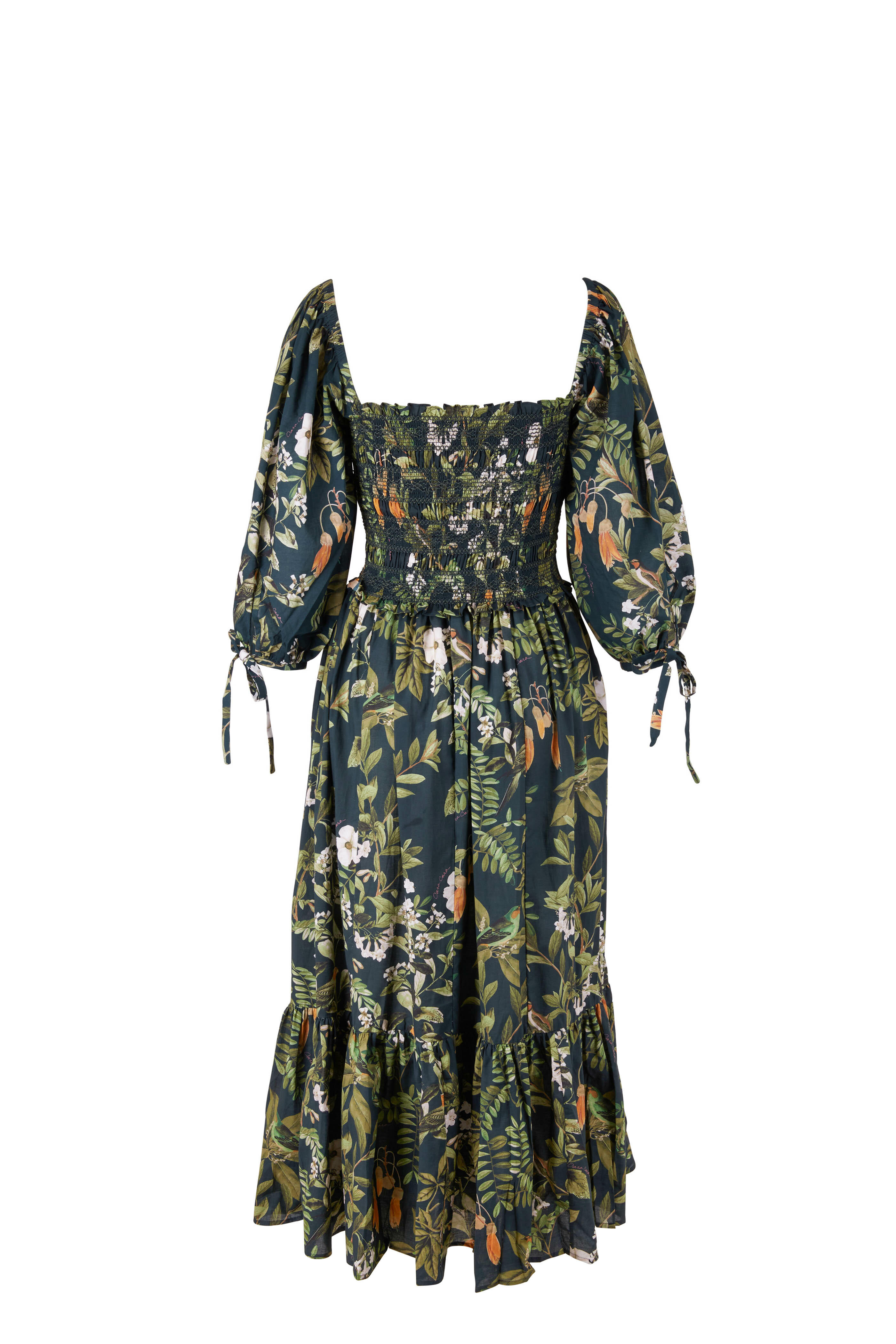Cara Cara - Jazzy Green Botanical Birds Dress