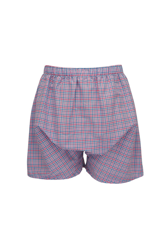 Tiger Mountain - Pink & Blue Check Cotton Boxer Shorts