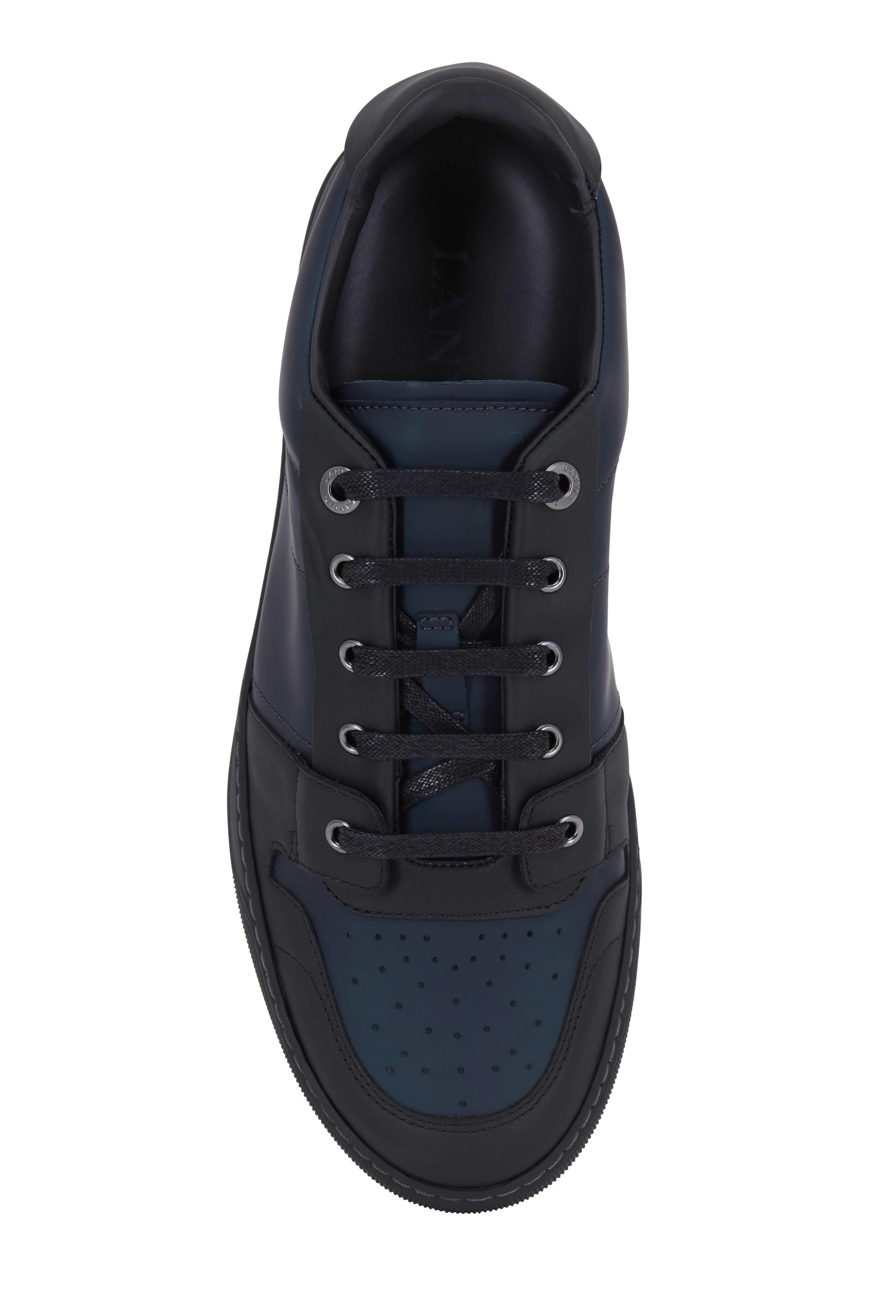 Lanvin - Dark Blue Metallic Leather Sneaker