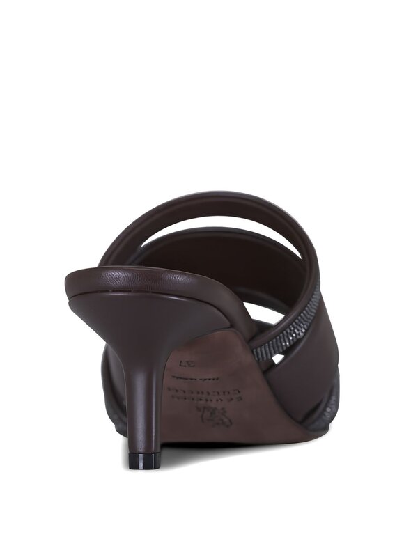 Brunello Cucinelli Dark Brown Leather Monili Strap Sandal, 50mm - view 7