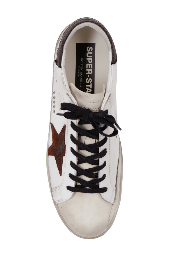 Golden Goose - Super-Star White Leather & Brown Star Sneaker