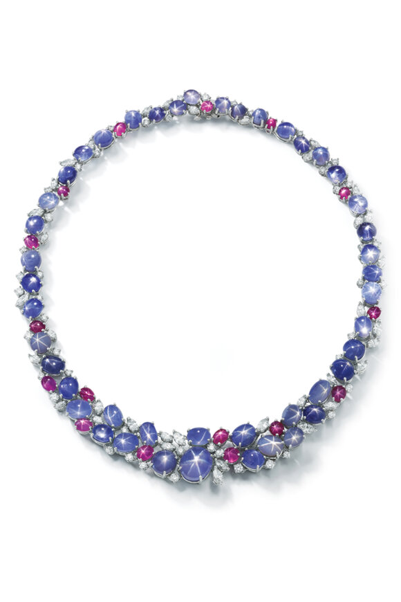 Oscar Heyman Platinum Sri Lanka Sapphire & Ruby Necklace