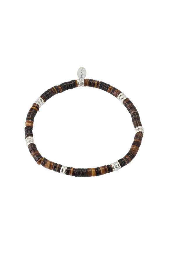 Jan Leslie Sterling Silver Heishi Shell Flex Bracelet