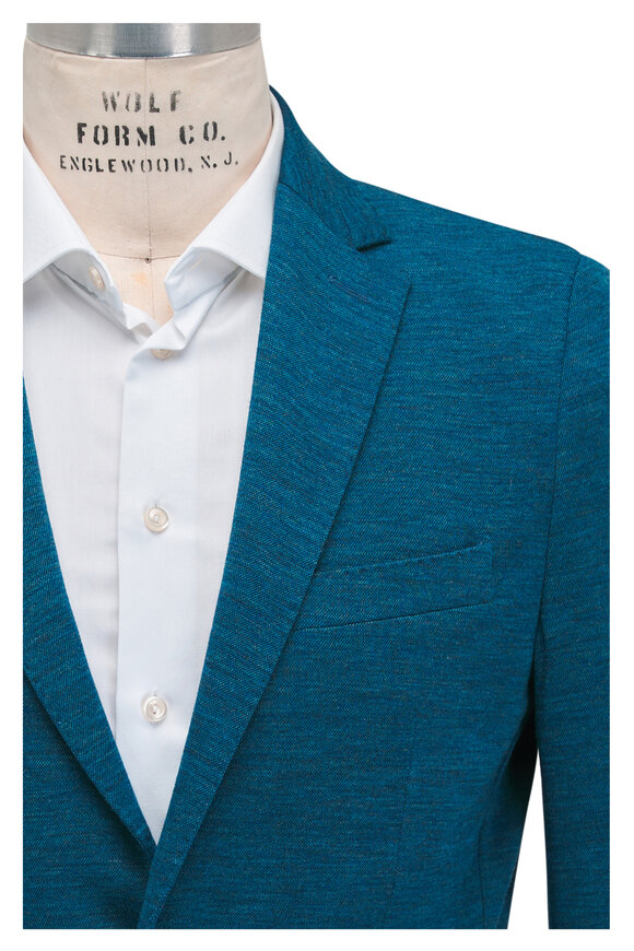 Maurizio Baldassari Teal Knit Wool Jersey Sportcoat