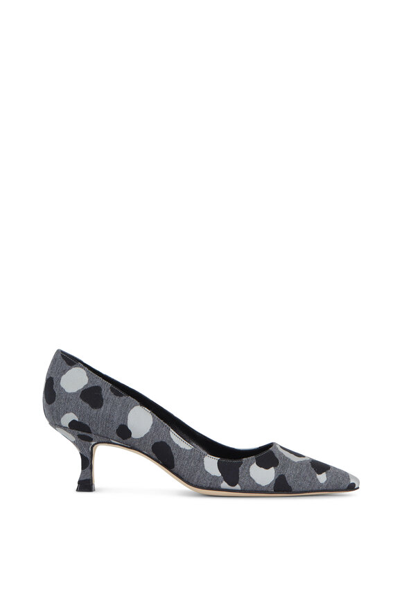 Manolo Blahnik - Lisa Gray Spots Flannel Pump, 50mm