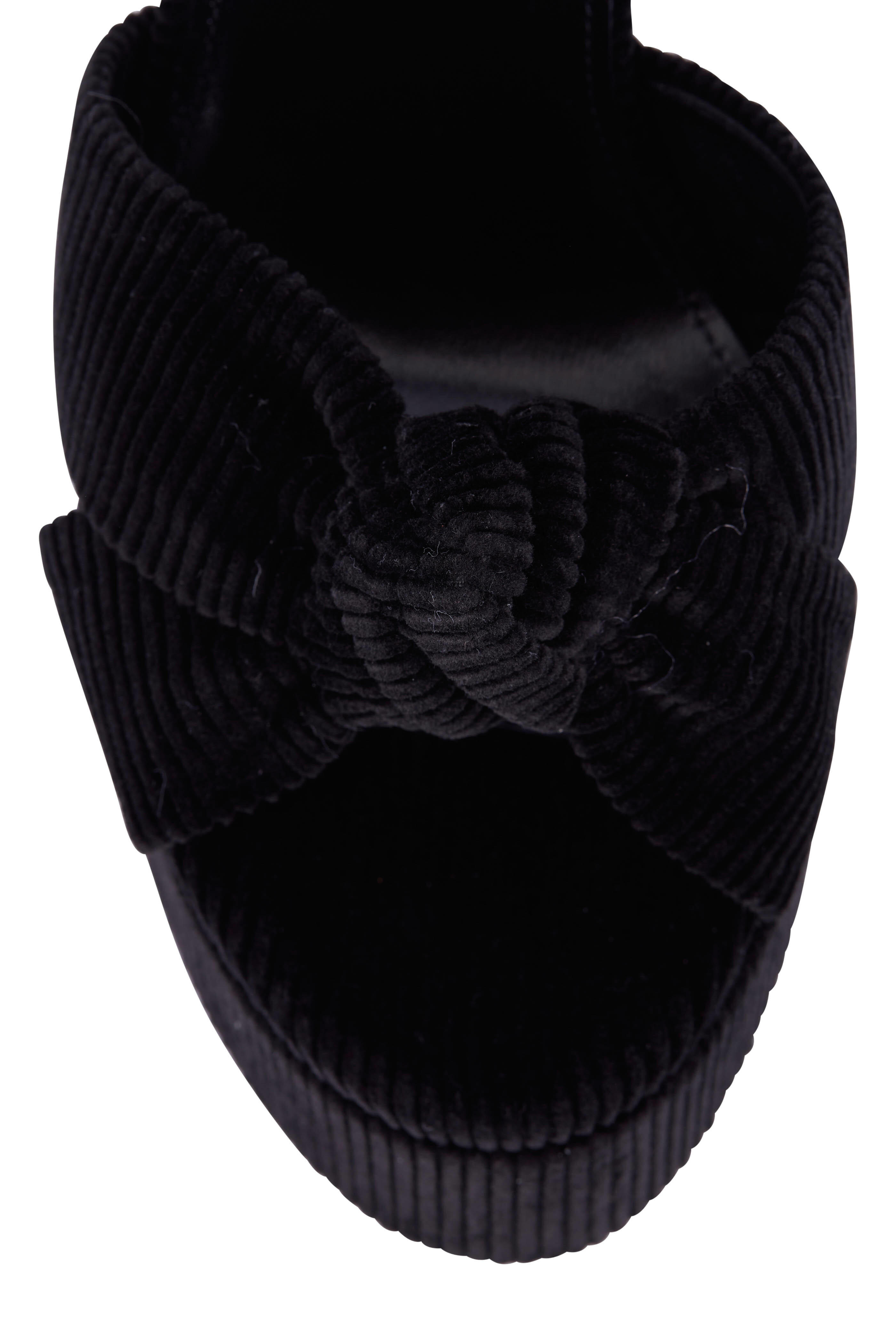 Saint Laurent - Bianca Black Corduroy Platform Sandal, 85mm