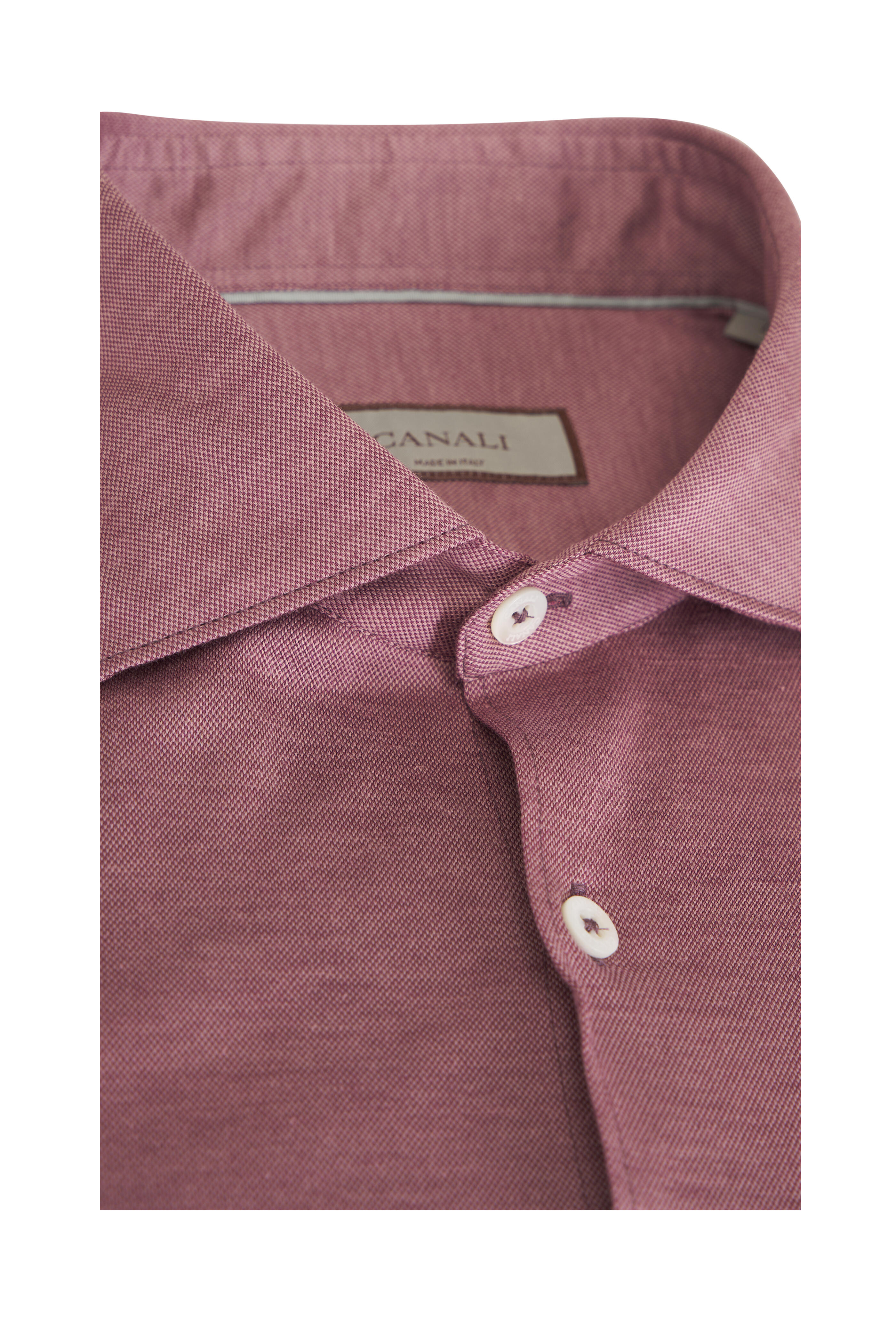 Canali - Rose Dobby Jersey Sport Shirt - view 3